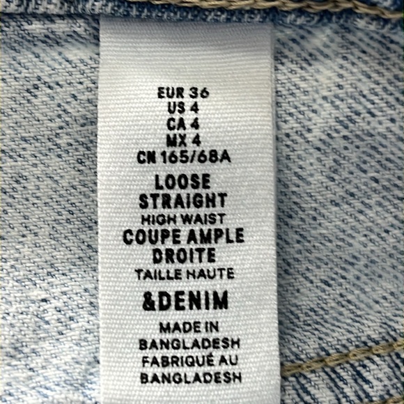 & Denim Blue Jean Long distressed, high-rise wide leg pants women’s size 4 - Picture 6 of 9